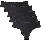 Wetopkim Seamless Thongs for Women, No Show Panties V-waisted Stretch Breathable, Seamless Thong Underwear 6 Pack S-XL