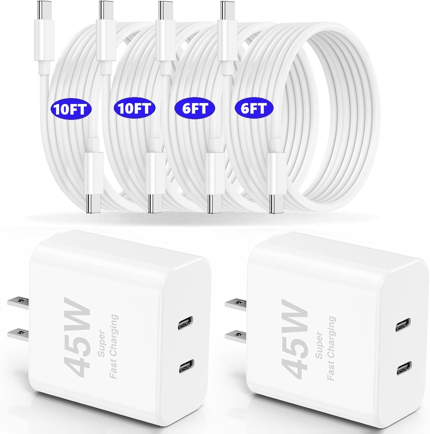 Dual Port 45W iPhone 17 16 15 Fast Charger Block and 6ft 10ft Type C to USB C Cable Cord Long, iPad Wall Charging Plug Cube Brick for Apple iPhone 17 Pro Max/17 Air/16 e/16 Pro/15 Plus/15 Mini/Samsung Image Dual Port 45W iPhone 17 16 15 Fast Charger Block and 6ft 10ft Type C to USB C Cable Cord Long, iPad Wall Charging Plug Cube Brick for Apple iPhone 17 Pro Max/17 Air/16 e/16 Pro/15 Plus/15 Mini/Samsung Image