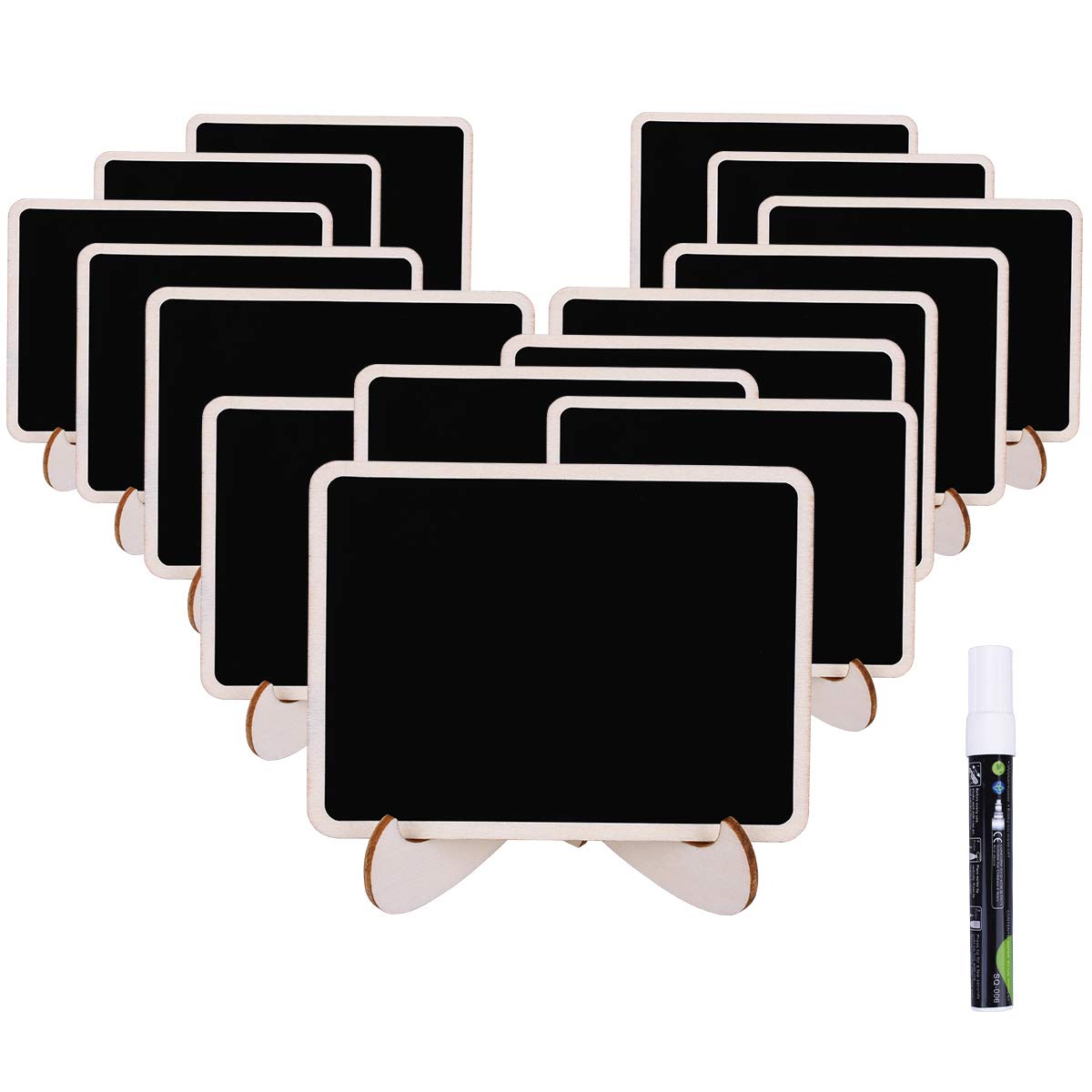 Youngrich Mini Chalkboard Set Of 15 Mini Blackboard Wooden Paintboard With Stand And 1 Removable White Highlighter Square Notice Boards Plinth For Arts Message Signs Shop Decoration 1610 54cm Amazon In Office Products
