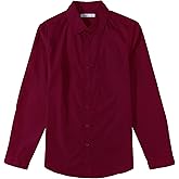 Tronjori Boys Long Sleeve Button Down Dress Shirt School Uniform