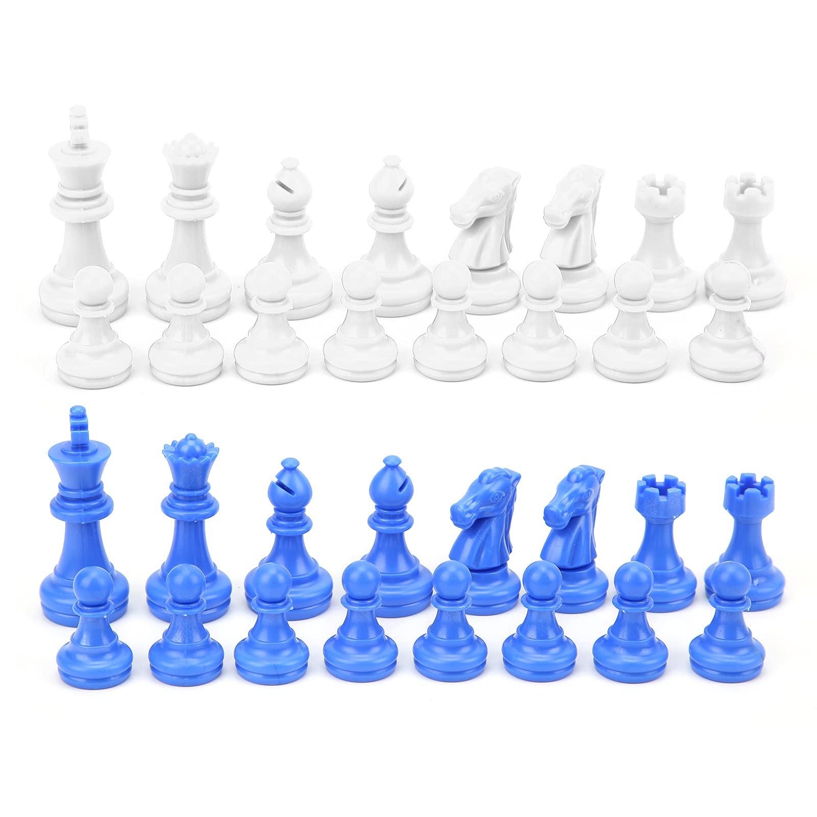 VGEBY International Chess 32PC Plastic Chess Pieces Set Only King Height 49mm Without Chessboard for Competition Boardgame Chess, Leisure Sports Boardgame Chess, Leisure Blue White Chess Pieces