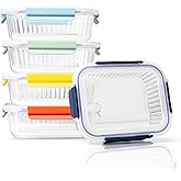 Ceywa 5-Pack 36 oz Sculpted Glass Food Storage Containers with Lids - Borosilicate Glass Meal Prep Container - Airtight, Leak