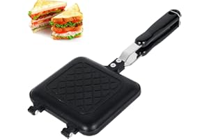 Stovetop Sandwich Maker, Camping Toastie Maker, Grilled Panini Press Maker Pan with Non-Stick Plates, Double Sided Toasted Br