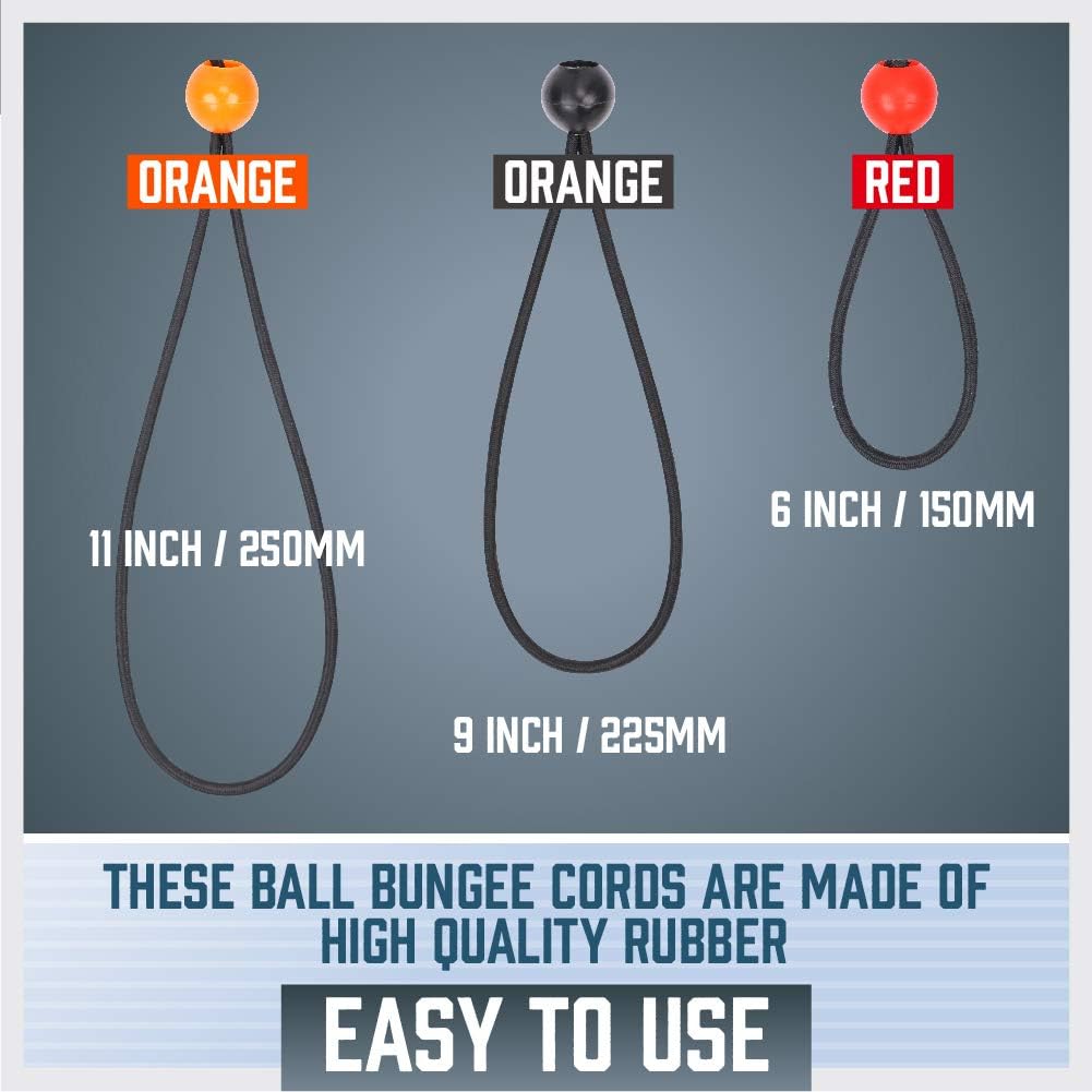 HORUSDY 45 Pack Ball Bungee Cords, Includes 6”, 9”, 11” Heavy Duty Gazebo Tarp Tie Down Cord. - - 