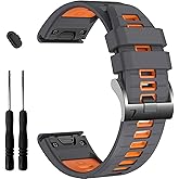 EZMVZKU 22mm Quickfit Silicone WatchBand for Fenix 8/8Pro 47mm/Fenix 7/6/5/7 Pro/6 Pro/5 Plus,Sport Band Straps for Forerunner 970 965 955/Quatix 8/tactix 8 AMOLED/Approach S70 47mm/S62/Descent G2/G1