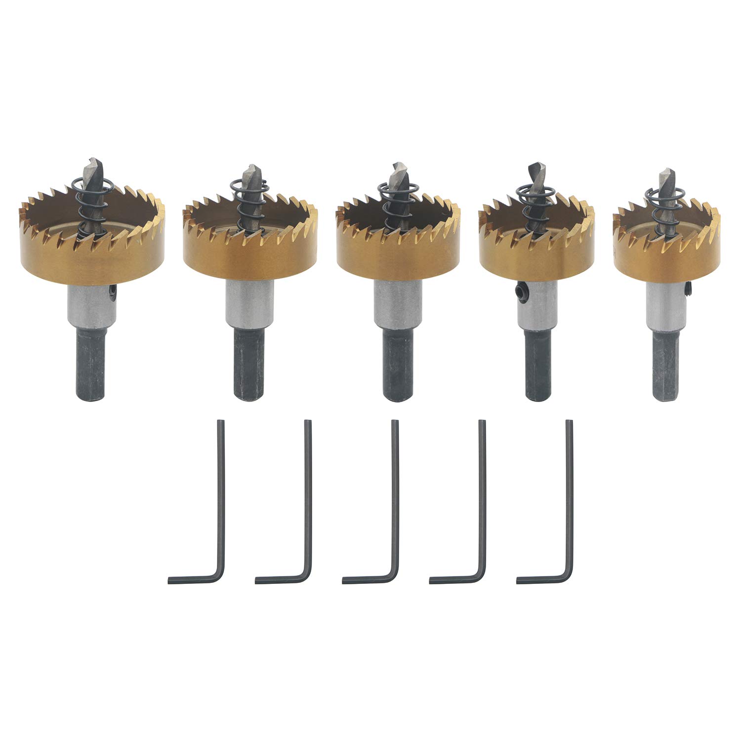 Rowiz 5PCS 30/32/35/38/40mm HSS Hole Saws Set for Thin Metal,Cut Hole Saw for Stainless Steel and Metal Pipes and Iron Plate and Steel Plate and Carbide, Metal Hole saw Kit with Mandrel and Pilot Bit