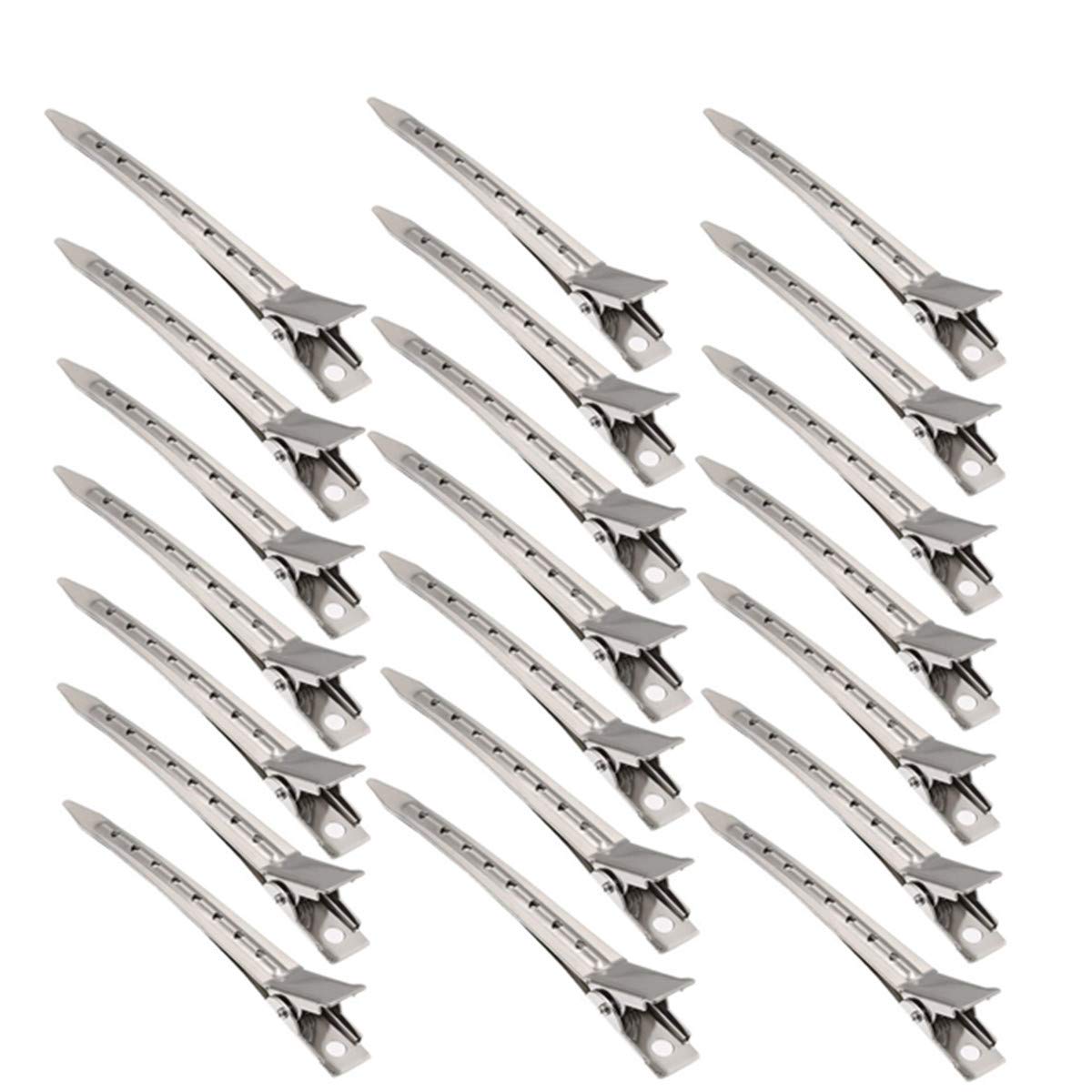30PCS 3.5 Inch Duck Bill Hair Clips Metal Alligator Curl Clips Sectioning Clips with Holes, Crocodile Clips Hair Styling Clips for Salon and Women Girls Accessories
