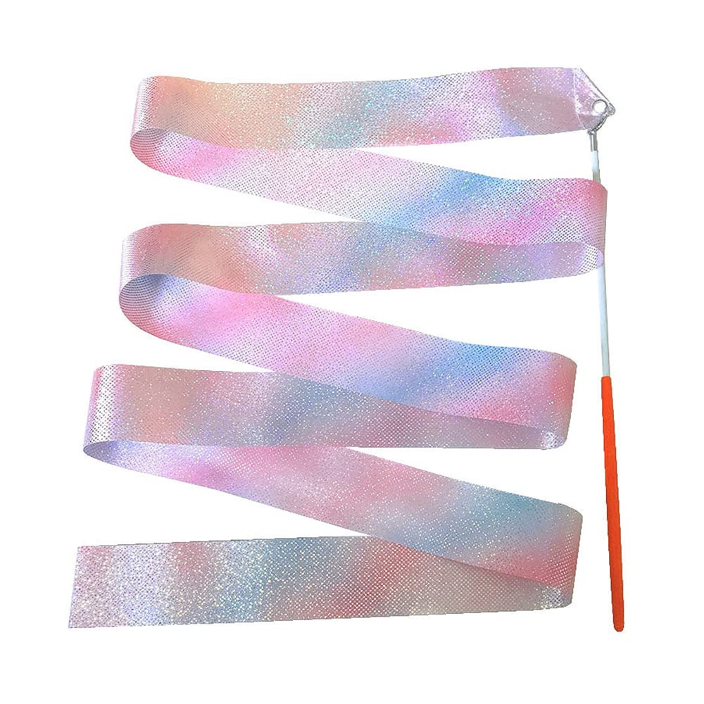 Namvo 5Pcs Dancing Ribbon Streamers, 78.7 Inches Art Gymnastics Rhythmic Ribbons with a Twirling Rod Baton Gym Stick