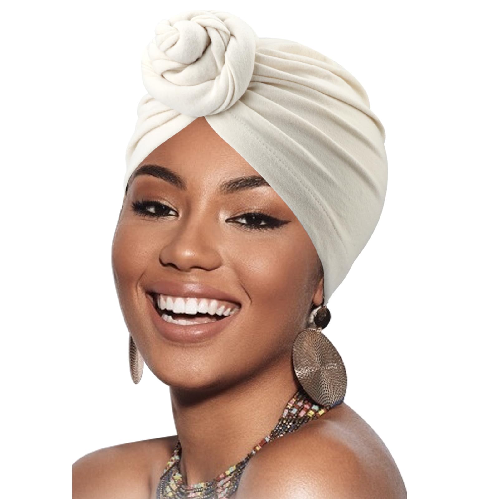 Photo 1 of African Women Turban Caps Pre-Tied Twisted Turbans Head Scarf for Women Hair Wraps Cover Beanie Cancer Chemo Headwear