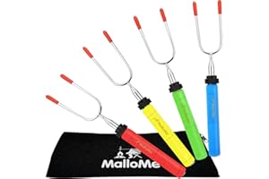 MalloMe Smores Sticks for Fire Pit -Rotating 34 inch Marshmallow Roasting Sticks Smores Kit Outdoor -Accessories for Campfire- Smore Skewers Hot Dog Fork, Camping Essentials Bonfire Gear Long (6 Pack)