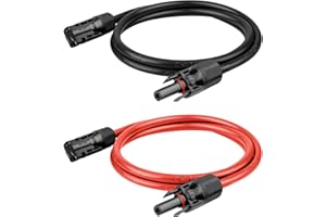 Kimbluth 10 AWG Solar Extension Cable 1FT Black + 1FT Red, Ultra Solar Panel Wire Male to Female Tinned Copper Wire for Solar Panel, Automotive, RV, Boat, Outdoors, Black&Red