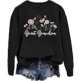 SJZJS Great Grandma Sweatshirt Great Grandma Shirt Flowers Graphic Crewneck Long Sleeves For Women Men