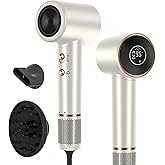 Hair Dryer, PARWIN PRO BEAUTY Fast Drying Blow Dryer with Diffuser, 110,000 RPM High Speed Hair Dryer with Display, 200 Million Negative Ions for Frizz Smoothing, 2 Speeds & 3 Temps, Champagne Silver