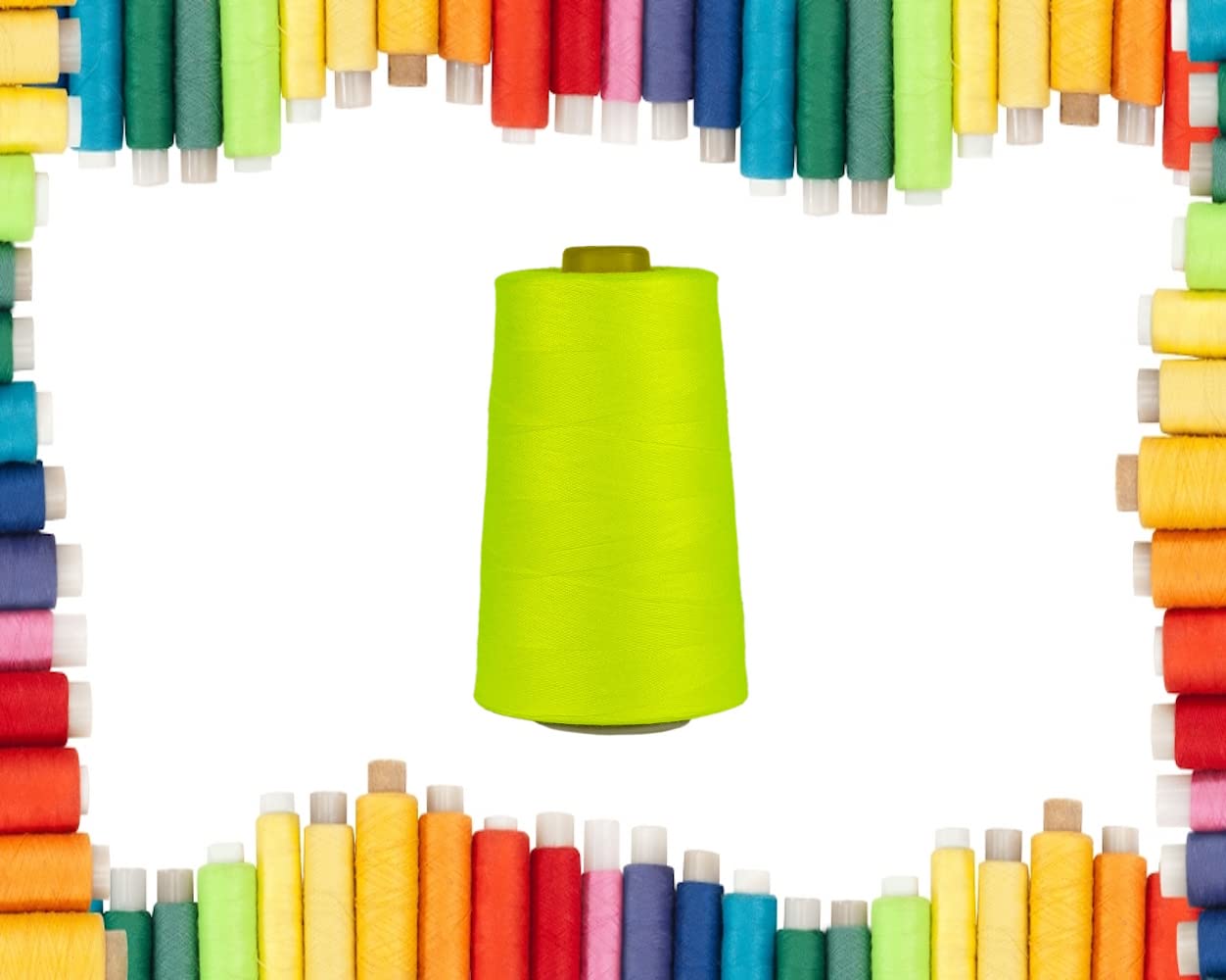 Rohans Overlock Yarn 40/2 (120), 5000 Yards (4570 Meters) Sewing Thread Cones, Sewing Machine Multi Colour Yarn Cones, 100% Polyester Material (FLU Yellow 1)