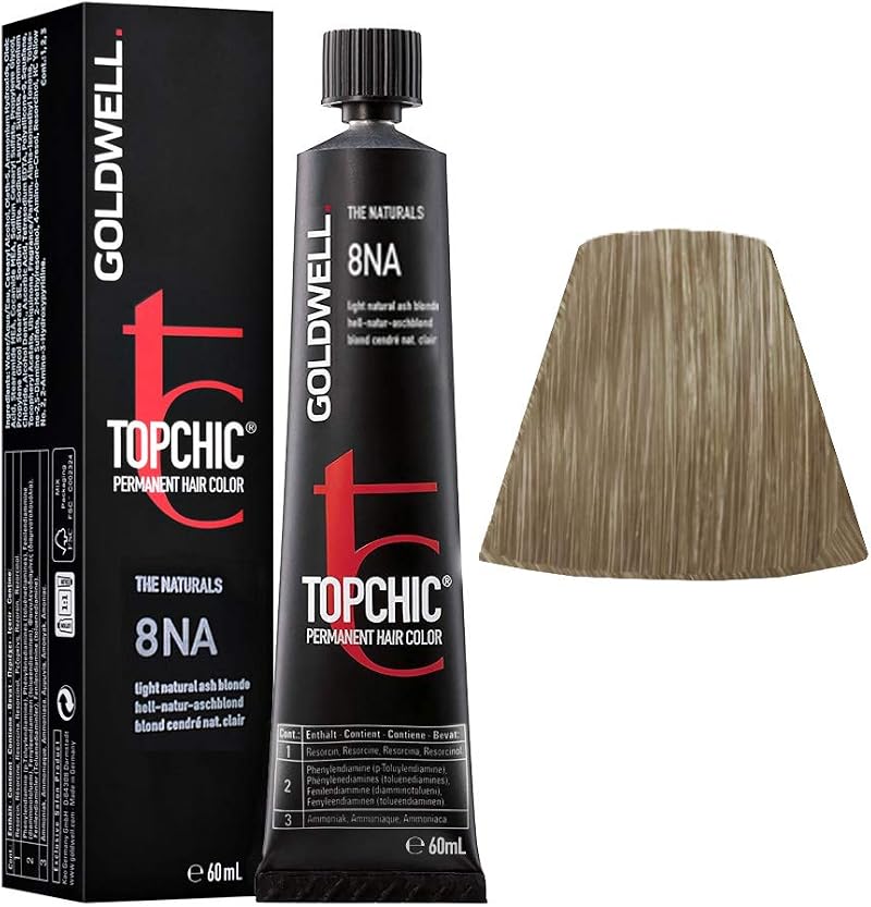 Goldwell Topchic 8NA Light Natural Ash Blonde Permanent Hair Color 2.03oz