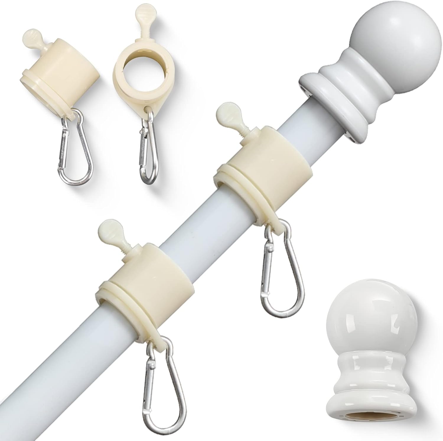 Flagpole Hardware - TALITARE Flag Pole for House, 6 FT White Flag Pole Stainless Steel Flagpole Kit for American Flag Without Bracket Residential or Commercial Flag Pole for Outside Garden Yard