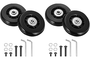 uxcell Set of 2 Luggage Wheels Replacement 64 x 18 mm/2.5" x 0.7" Rubber Swivel Caster Bearing Wheels Repair Kits for Suitcas