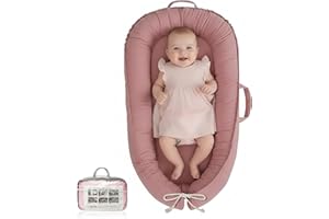 BAOBRAVA Baby Lounger - Infant Lounger for Newborn 0-24 Months, Pure Cotton Breathable Baby Nest Lounger Cover, Newborn Essentials for Baby Boys & Girls, Co Sleeper Portable Baby Bed for Home and Travel