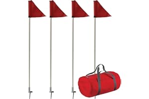 Soccer Corner Flags Set – 4 Pack Portable, 62in (157cm) Spring-Loaded Poles with Bright Red Flags, Durable 1in (2.54cm) PVC C