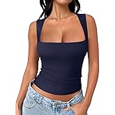 REORIA Butsmooth® Women's Square Neck Going Out Crop Tops Double Lined Cute Basic Tank Tops 2026 Clothes