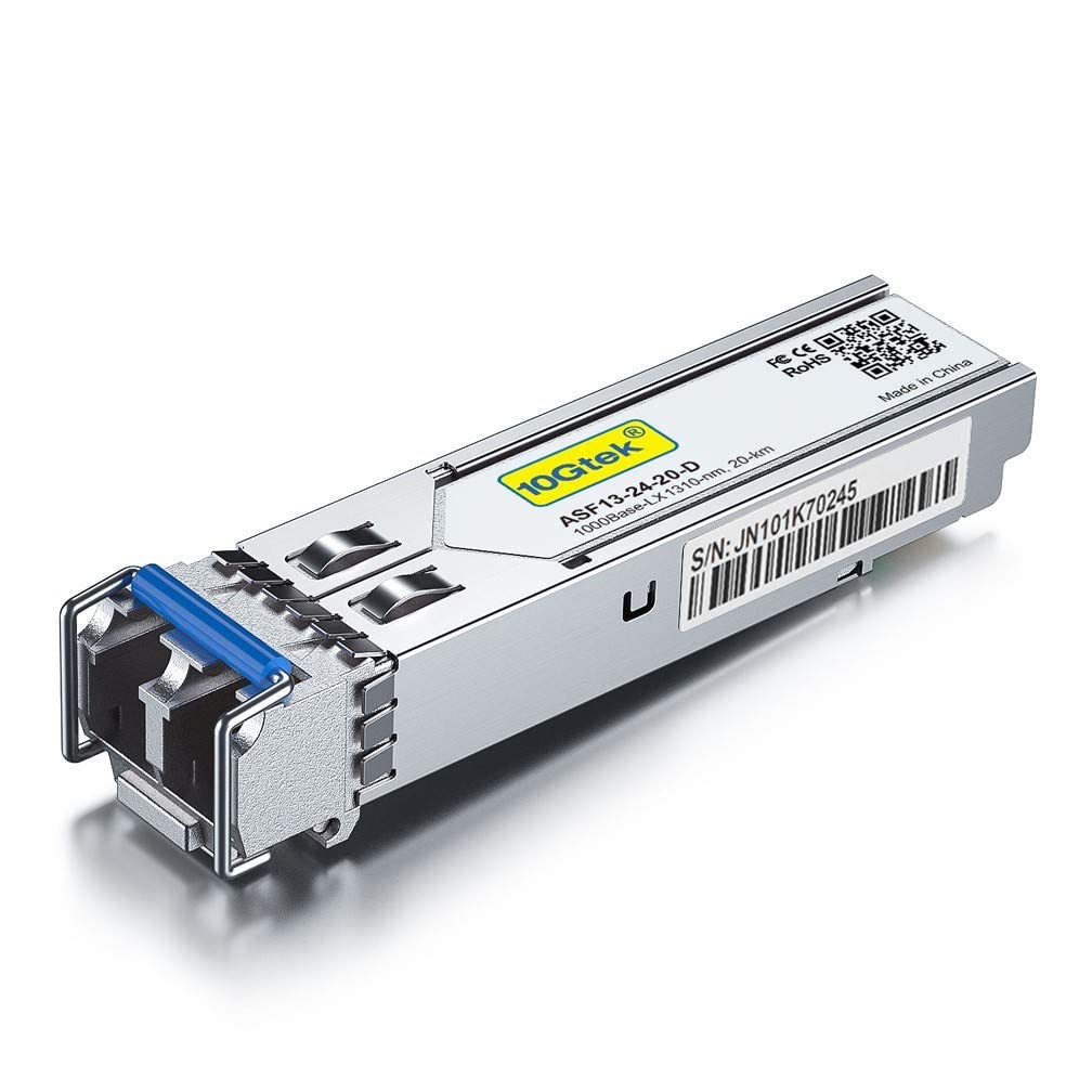 10Gtek for Ubiquiti UniFi 1G SFP LX Singlemode Transceiver UF-SM-1G, 1000Base-LX Fibre Mini-Gbic Module, Dual LC Connector, 1310nm, 10km