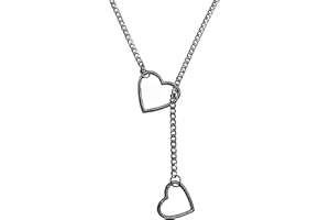 ZMANYIJEW Heart O-ring Slip Chain Necklace for Women,Punk Gothic Stainless Steel Cuban Necklace for Women Adjustable Lariat Y-Necklace for Men,Size 24 '' 29 '' 34 ''
