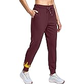 SANTINY Women's Fleece Lined Joggers Pockets Drawstring Waterproof Sweatpants Thermal Ski Running Winter Hiking Pants Women