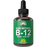 Raw Methyl B12 Liquid Drops. Sublingual Fast Acting Advanced Vegan B 12 | Liquid Vitamin Supplement. High Bioavailability Methylcobalamin B-12 Vitamins for Energy, Focus and Relief. For Men + Women