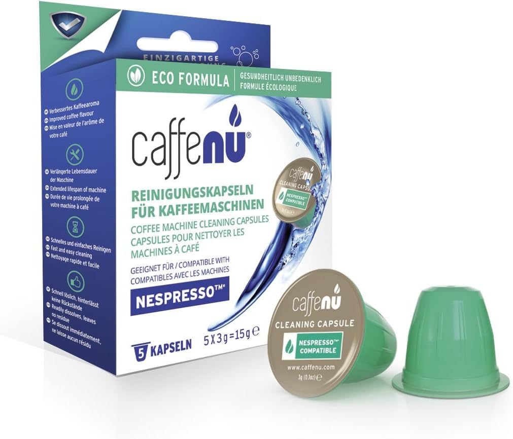 Cilio CaffeNu Cleaning Capsule for Coffee Machine, Acrylic, 3.5聽x 9.5聽x 10聽cm, 5聽Units