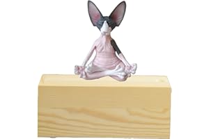 LumaTide Pink Sphynx Memorial Set​​ - Wooden Pet Urn with Cat Sculpture