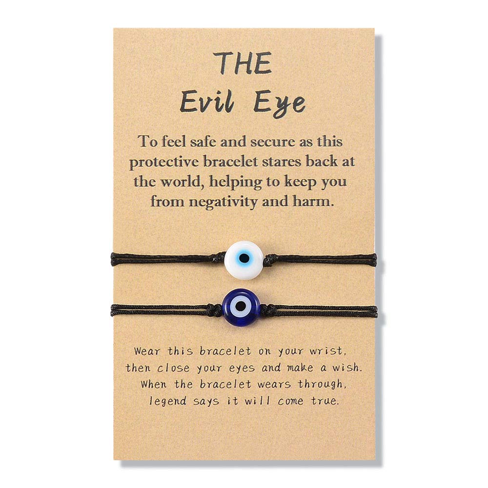 YELUWA 2Pcs Black Evil Eye Bracelets for Women Men Good Luck Jewelry Nazar Kabbalah Protection Couple Friendship Family Ojo Turco Strings Lucky Charm Gifts for Valentine — image 1
