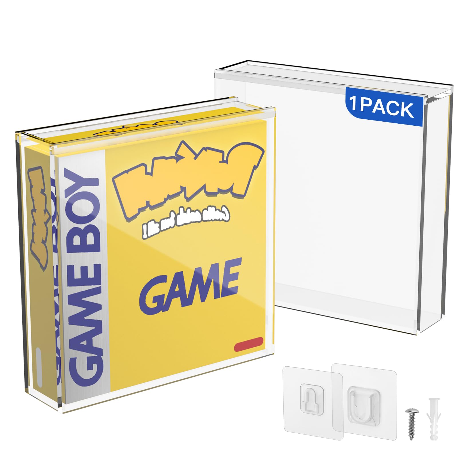 CaSZLUTION Video Game Box Protector Case for GB /GBC /GBA Games, 3MM Clear Acrylic Display Case with Wall Mount Compatible With Nintendo Game Boy, Game Boy Color & Gameboy Advance Game Box (Pack of 1)