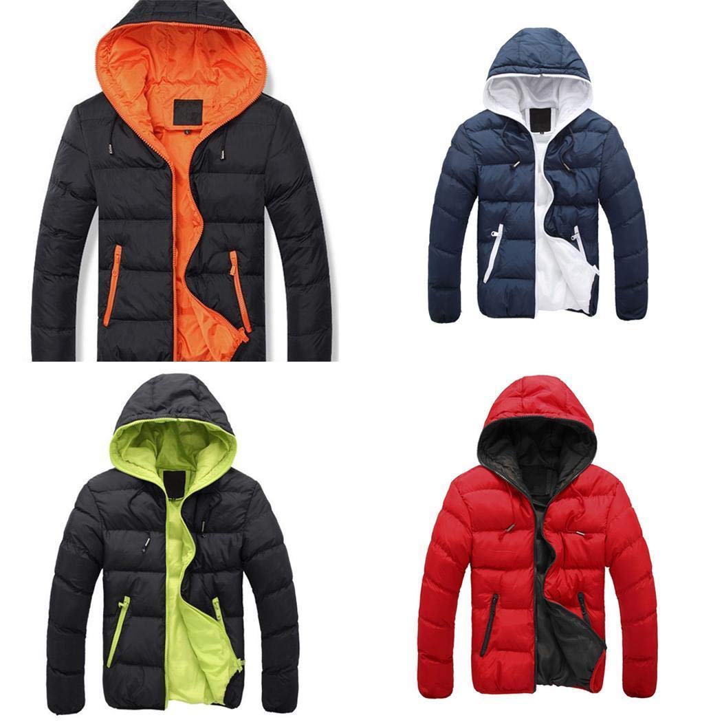 fnemo Men Casual Cotton Jacket Long Sleeve Hooded Slim Outerwear Winter Zipper Coat Coats