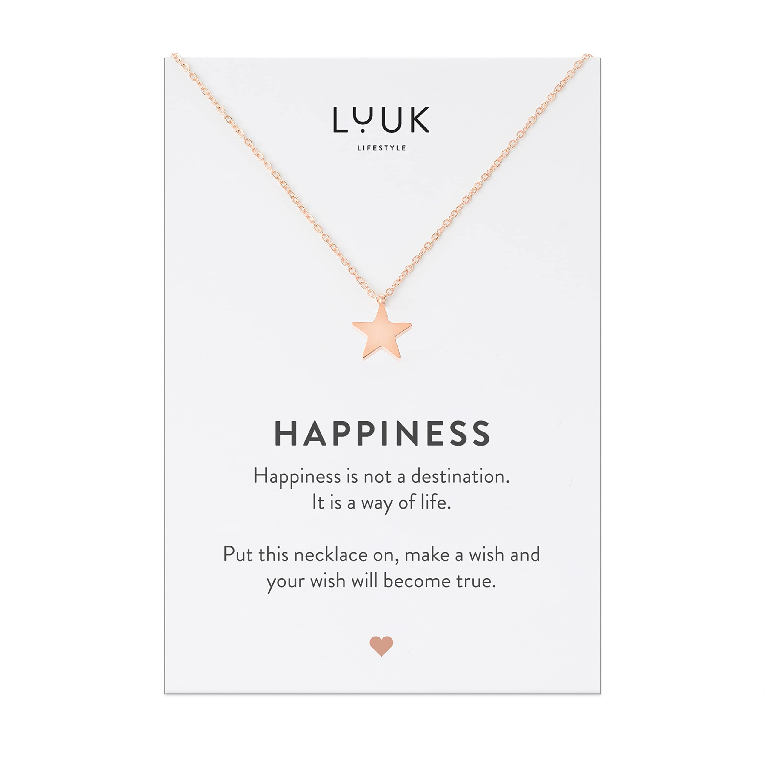 LUUK LIFESTYLE Stainless Steel Pendant Necklace for Women Waterproof 50cm Chain Modern Necklace Gift for Her Rose Gold Star — image 1