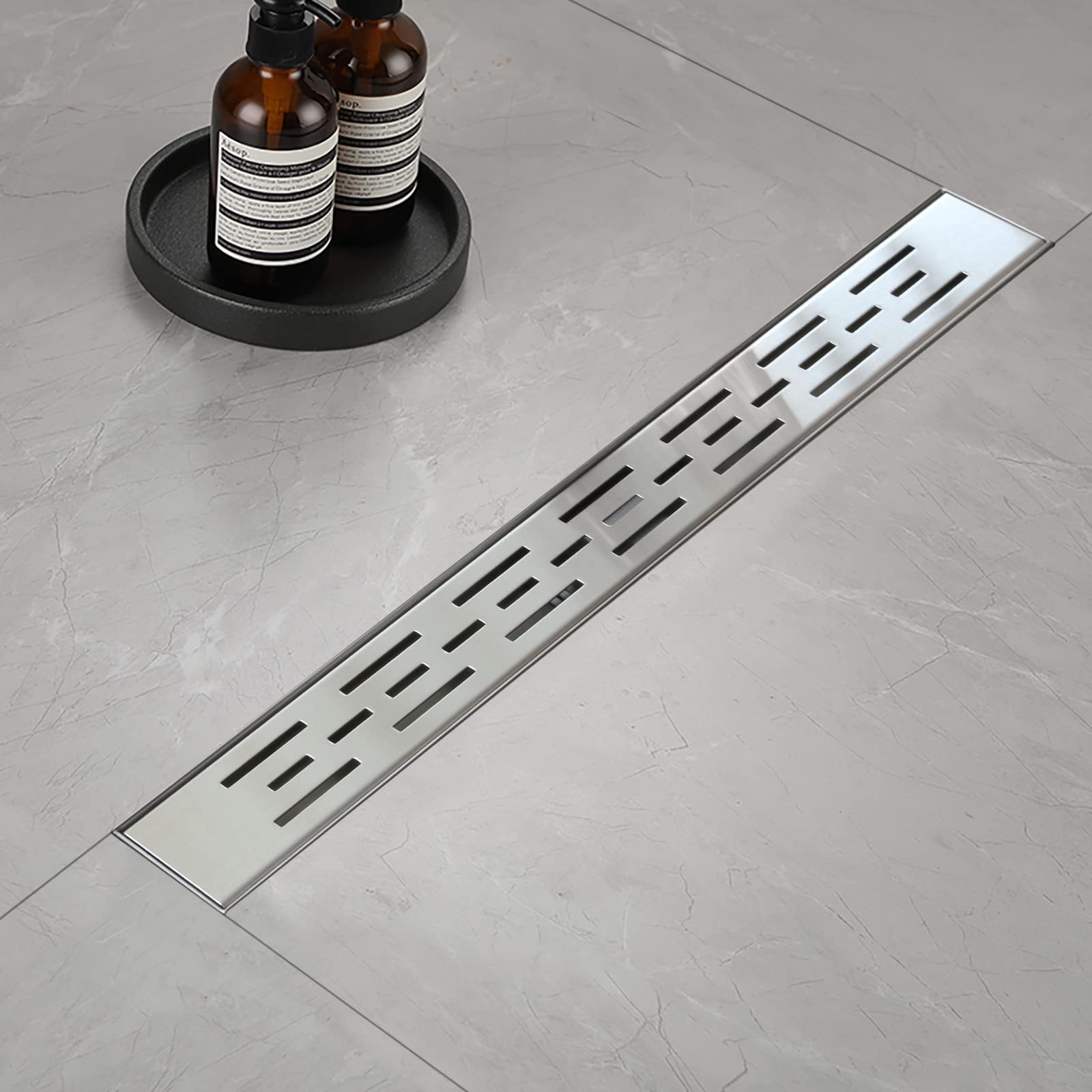 Italian Shower Channel, Short Alignment Shower Channel 70 cm, Stainless Steel Shower Channel with Siphon and Filter