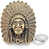 CRAFTMEMORE 2pcs 32x40 mm Indian Tribal Chief Head Concho Screw Back Leathercraft Decorations CHS89 (Bronze)