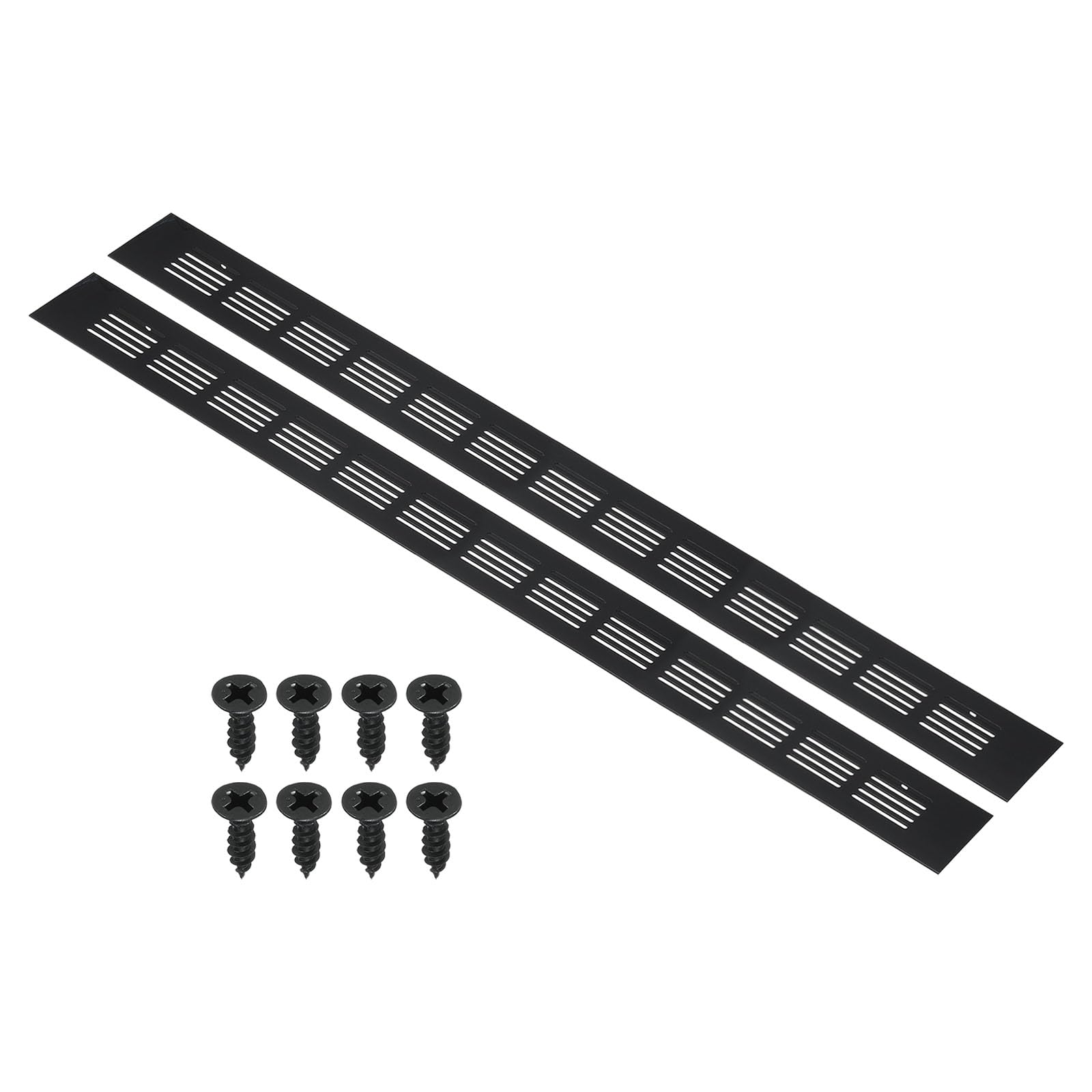 PATIKIL 20 x 2 Inch Door Air Vent Cover, 2pcs Aluminum Grille Ventilation Cover Louvered with Mounting Screws for Cabinet Wardrobe Door, Black