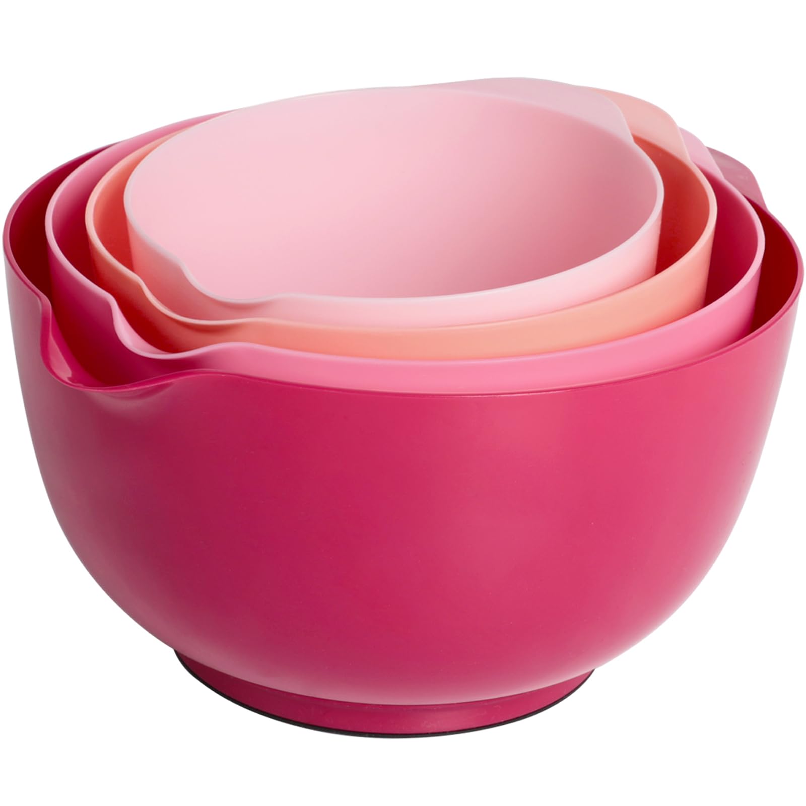 BoxedHome Rose Gradient Mixing Bowls Set – 4 Nesting Bowls with Pour Spout, Non Slip Mixing Bowls for Baking, Microwave Safe Bowls, Stackable Baking Bowl Set, Dishwasher Safe Kitchen Storage Solution