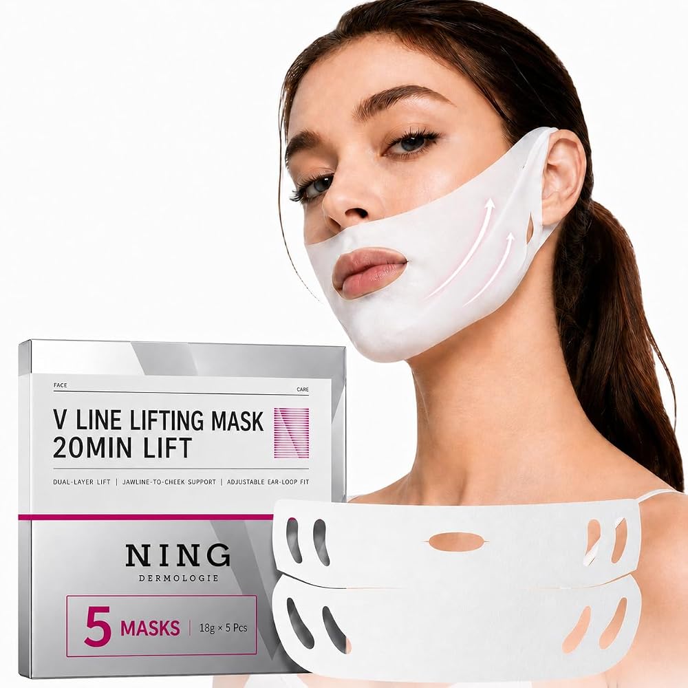 NING Chin Lifting Mask for Women, V Line Lifting Mask with Dual-Layer Lift | Collagen Chin Mask for Double Chin, Jawline & Lo