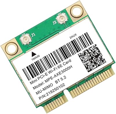 Durratou WiFi 6E AXE3000H Mini PCI-E Card 2400Mbps BT 5.2 2.4/5/6GHz 802.11AX