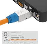 VCELINK Cat8 RJ45 Tool-Free Connector Shielded 40Gbps 2000MHz Cat7A Cat6A 2 Pack view 4
