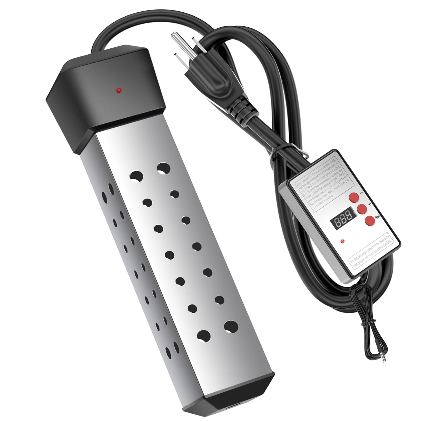 Photo 1 of 2000W Portable Immersion Water Heater with Build-in Thermostat & Delayed Start - Fast Heating for Buckets, Bathtubs, hot tub & Mini Pools hot tub - Stainless Steel Guard, Real-Time Temperature Display