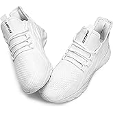 GDEKLO Mens Tennis Running Shoes Sneakers Walking Gym Lightweight Comfortable Non Slip Workout Slip on Shoes White Size 11.5