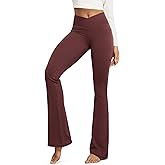 ODODOS Cloud Feeling Crossover Flared Pants with Pockets for Women, Cross Waist Bootcut Lounge Yoga Pants- 30" / 32" Inseam