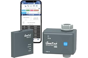 LinkTap G1S Wireless Water Timer & Gateway - Smart Sprinkler Timer with App, Remote Irrigation for Garden, Weather Aware, Greater Range than WiFi, Manual Control & Digital Lockout, 2 Year Battery Life