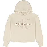 Calvin Klein girls Long Sleeve Popover Fleece Hoodie Sweatshirt