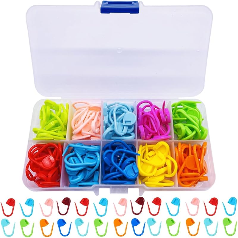 YINVA 150Pcs Crochet Stitch Markers Multi-Color Locking Knitting Clips