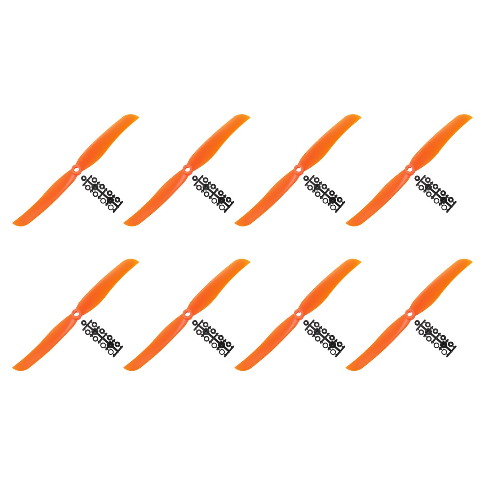 sourcing map 8040 Propellers 8x4 Prop 2-Vane Fixed-Wing Orange Replacement Props with Adapter Rings for Airplane RC Plane, Pack of 8