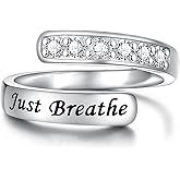 Sariel 925 Sterling Silver Just Breathe Rings Adjustable Hope Ring Inspirational Jewelry Encouragement Gift for Women