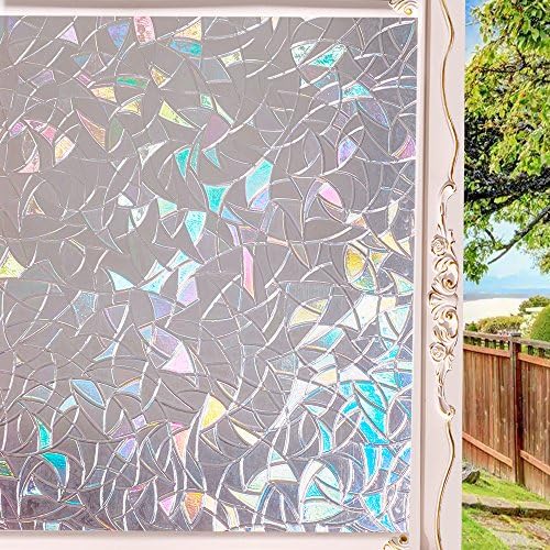 Wopeite 3D No Glue Static Decoration Semi-Private Window Films for Glass Non-Adhesive Heat Control Anti Uv 35.4 X 78.7inches